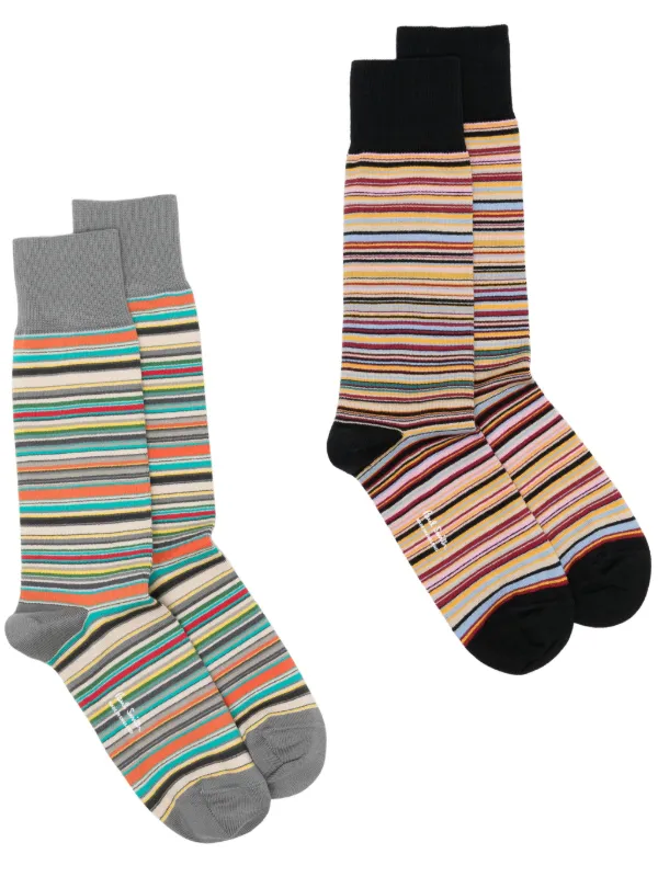 4個セットPaul Smith カラフルストライプ ソックス 黒 Paul Smith ストライプ 靴下 セット | ブラック | FARFETCH JP