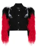 Loulou feather-detail denim jacket - Black
