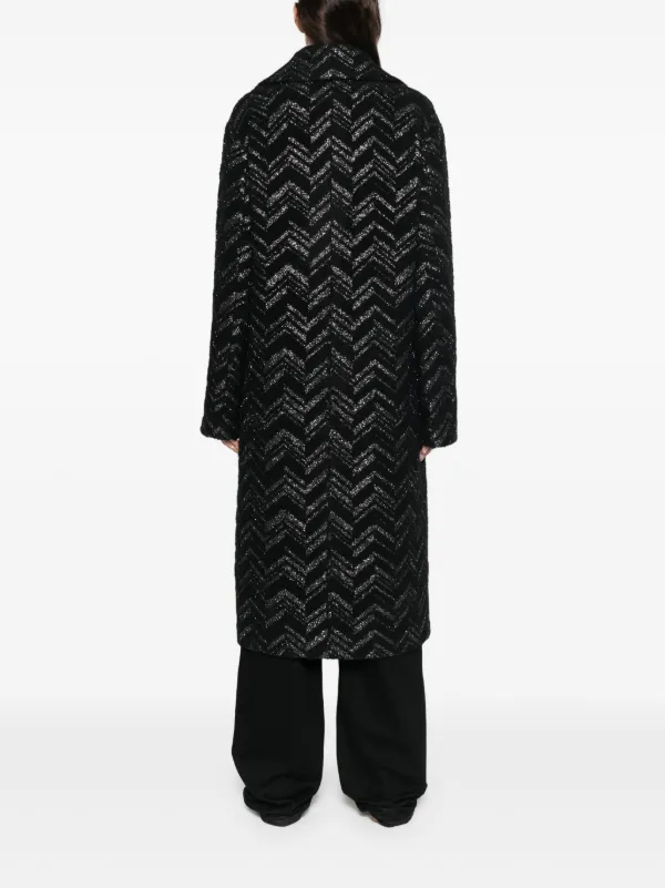 Missoni Chevron Bouclé Coat | Black | FARFETCH RO