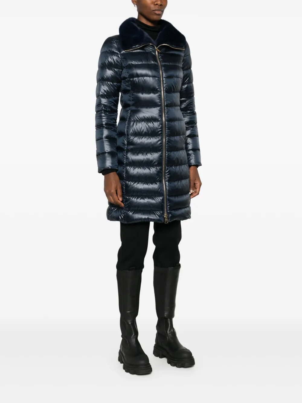 Herno Logo-plaque Coat In Blue