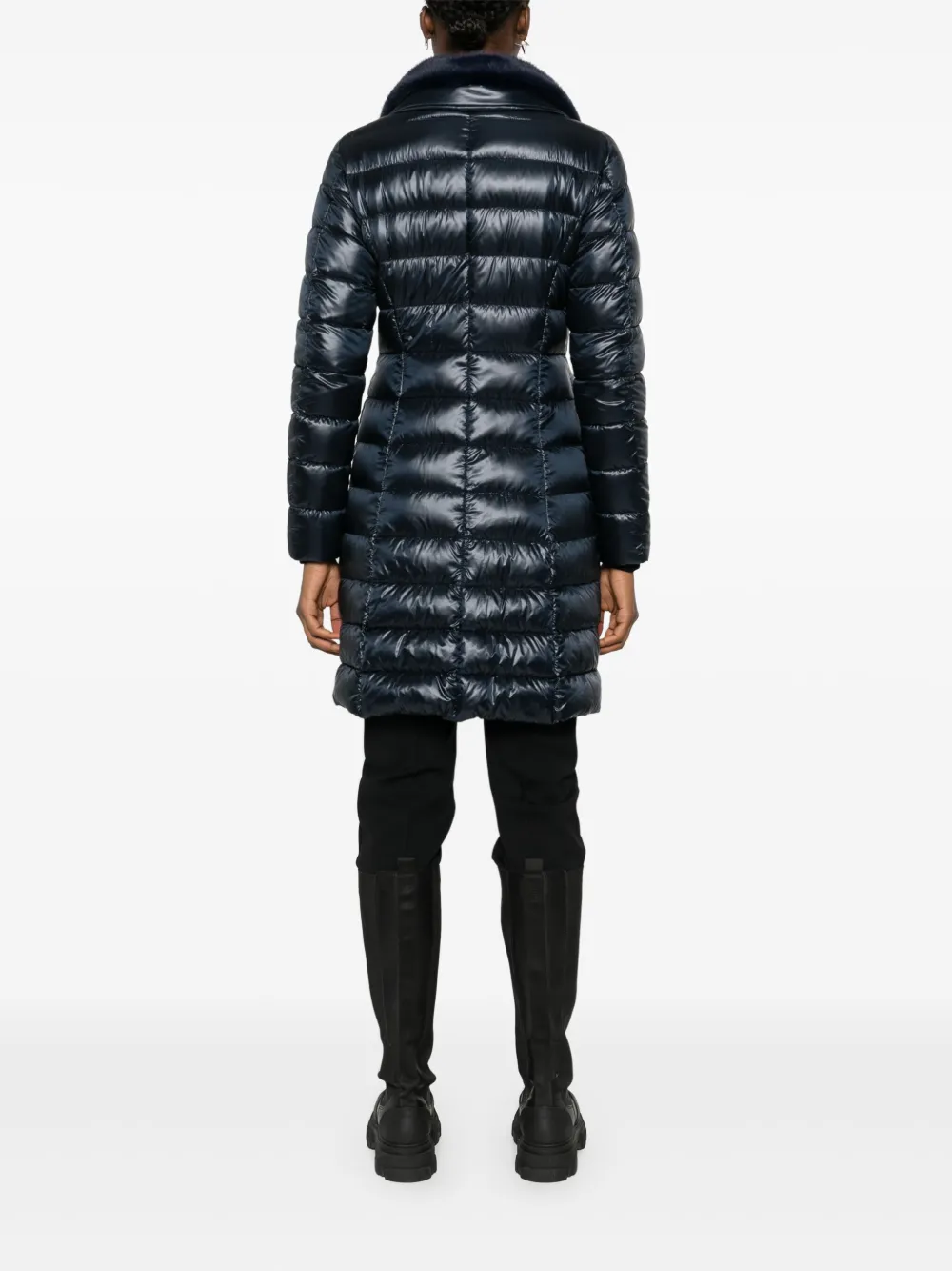 Herno Logo-plaque Coat In Blue