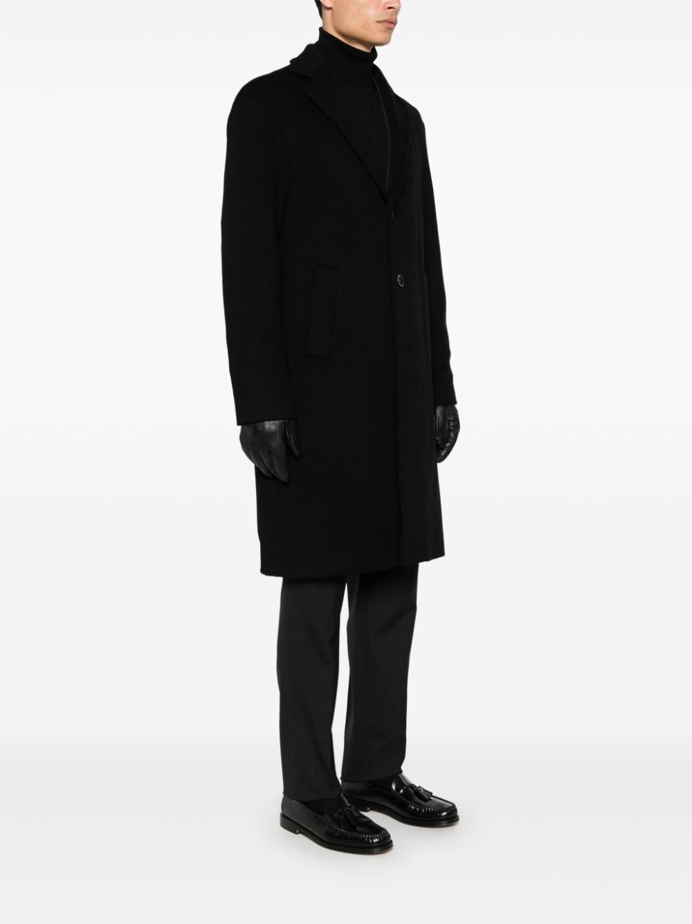 Shop Lardini Wool Coat In 黑色