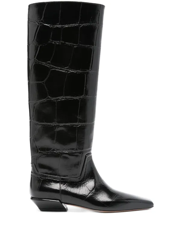 ミドルブーツ PARIS TEXAS Women Boots PX133L BLACK Black croc-effect leather stiletto boots - Paris Texas