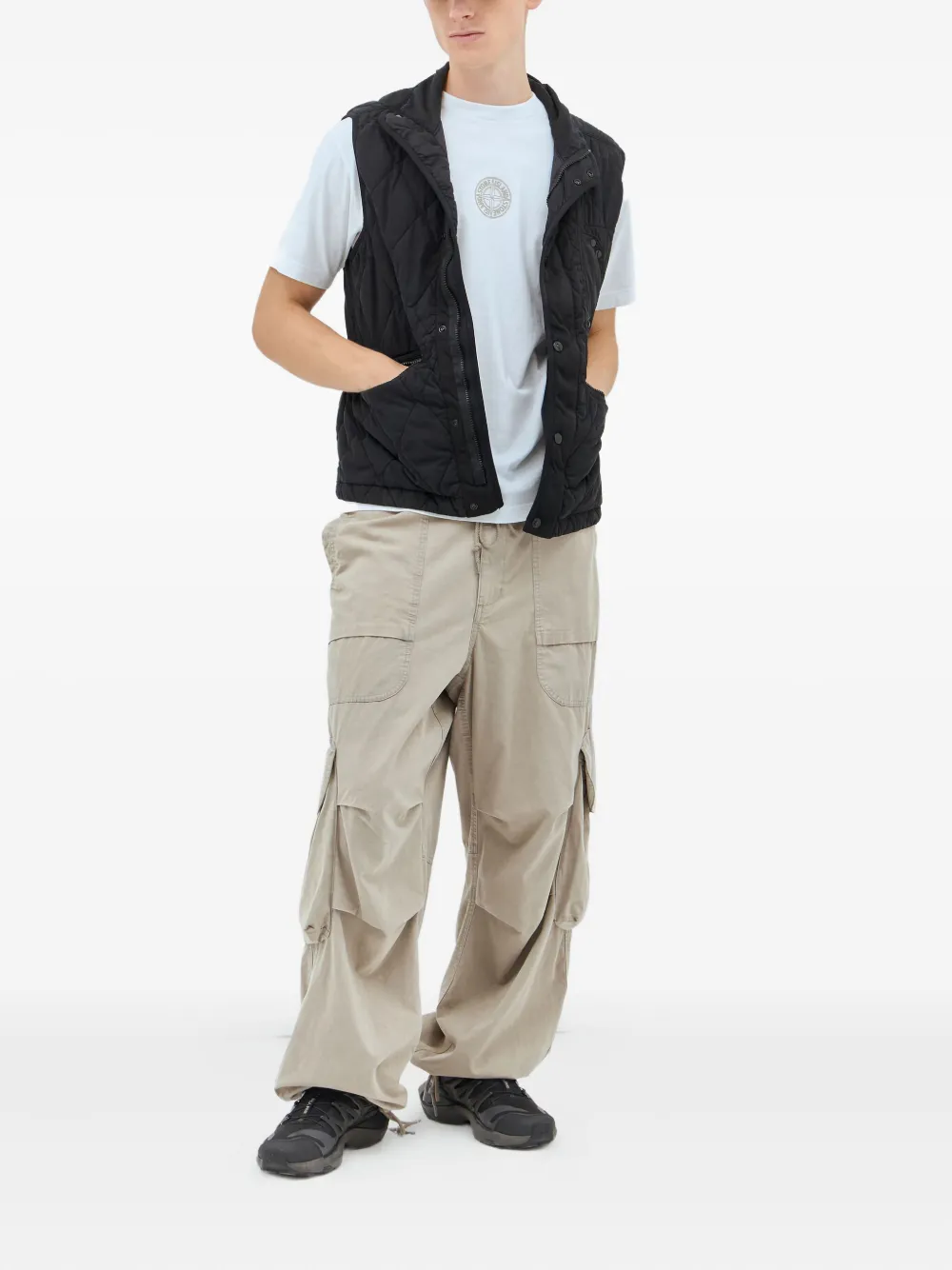 Stone Island quilted snap-fastening gilet Zwart