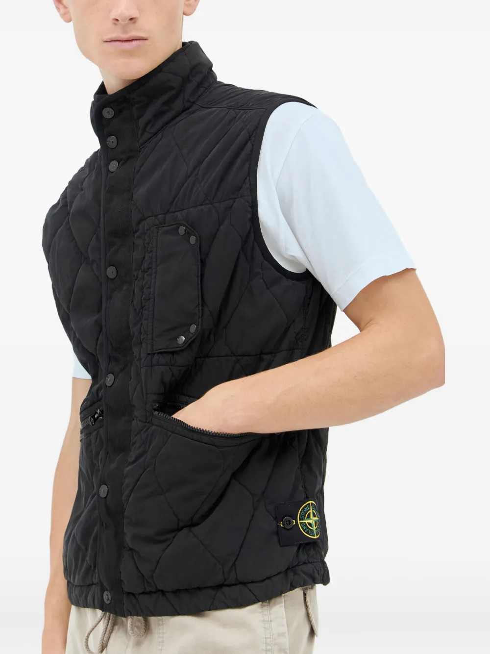 Stone Island quilted snap-fastening gilet Zwart
