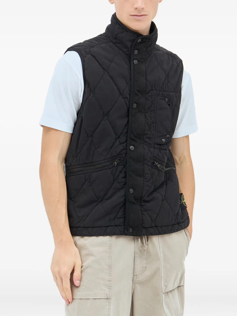 Stone Island quilted snap-fastening gilet Zwart