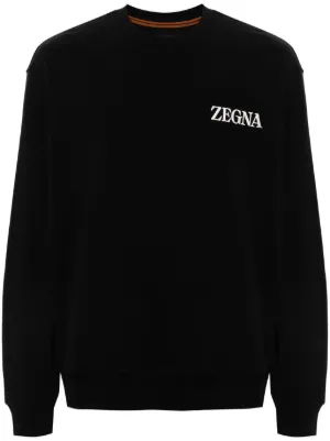 パーカー・フーディ Zegna Crewneck Sweatshirt With Embroidered Logo Zegna - Cotton crew-neck sweatshirt White - The Corner