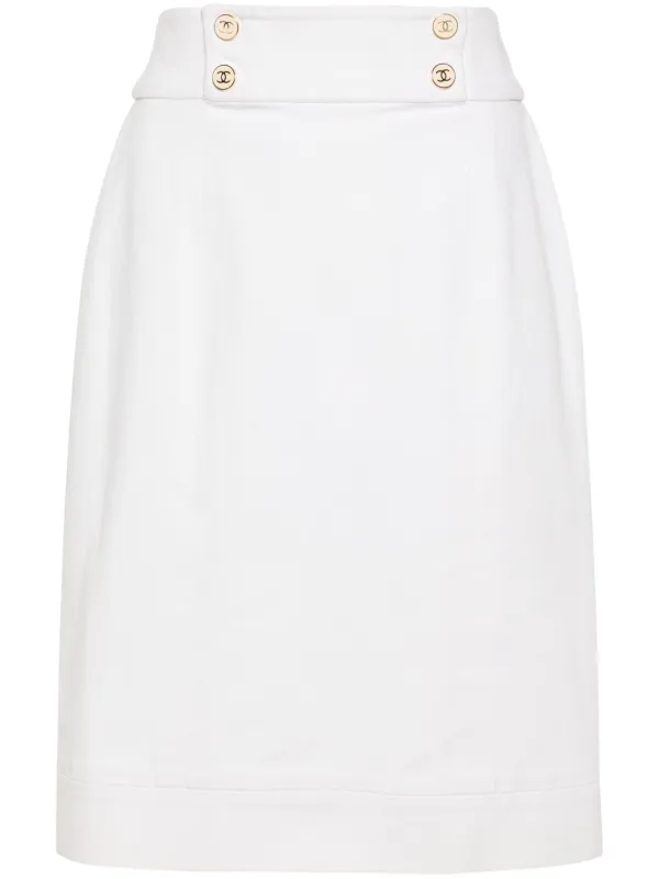 White Womens Pencil Skirt 90s Vintage 90s Linen Skirt Womens Small