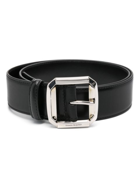 Alexander McQueen logo-engraved buckle belt Women