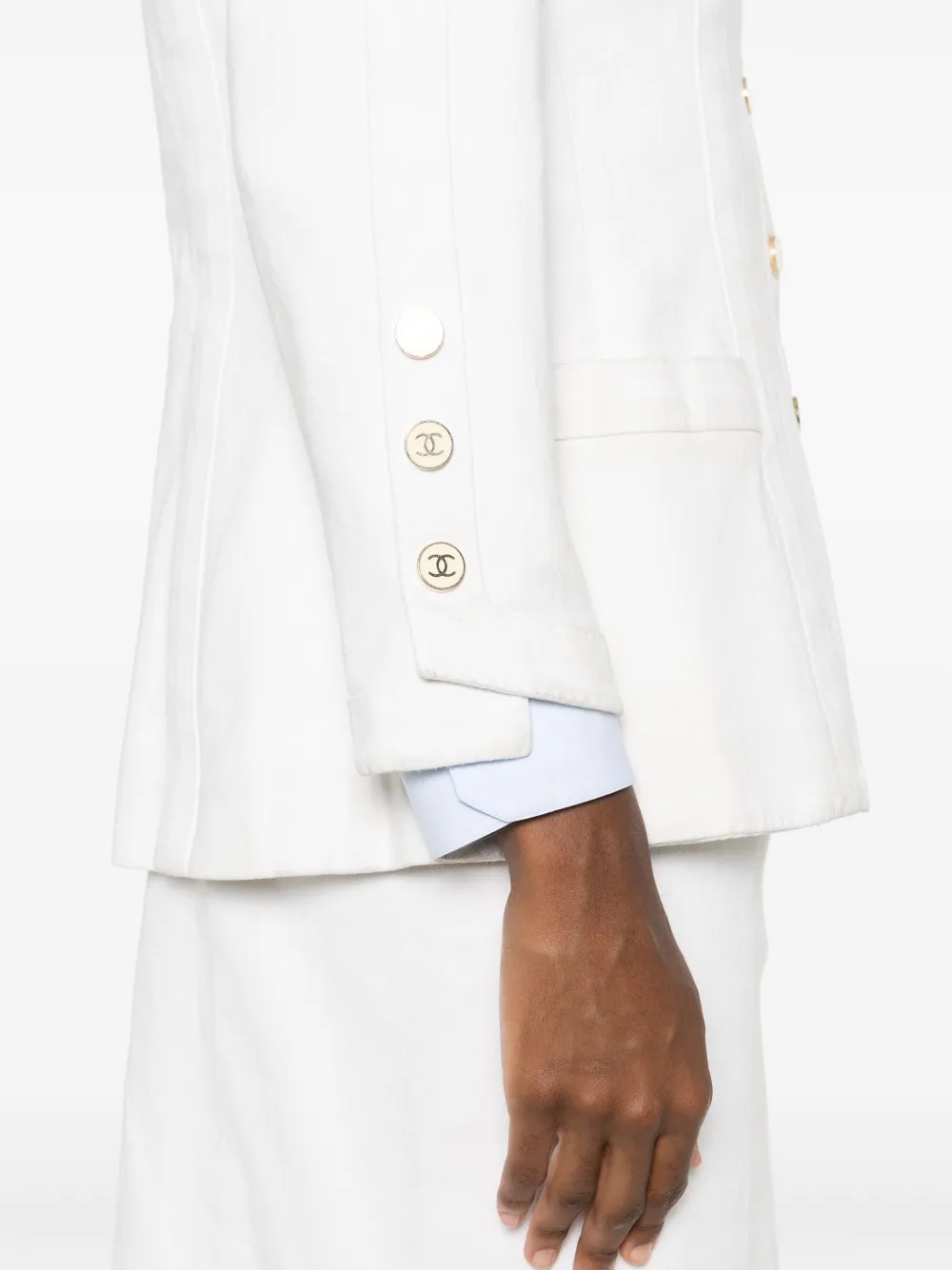 Pre-owned Chanel 1990s Cc-button Jacket In Neutrals