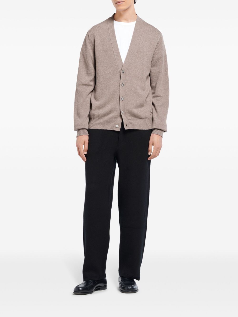 Shop Barrie Logo-appliqué Cashmere Cardigan In Neutrals