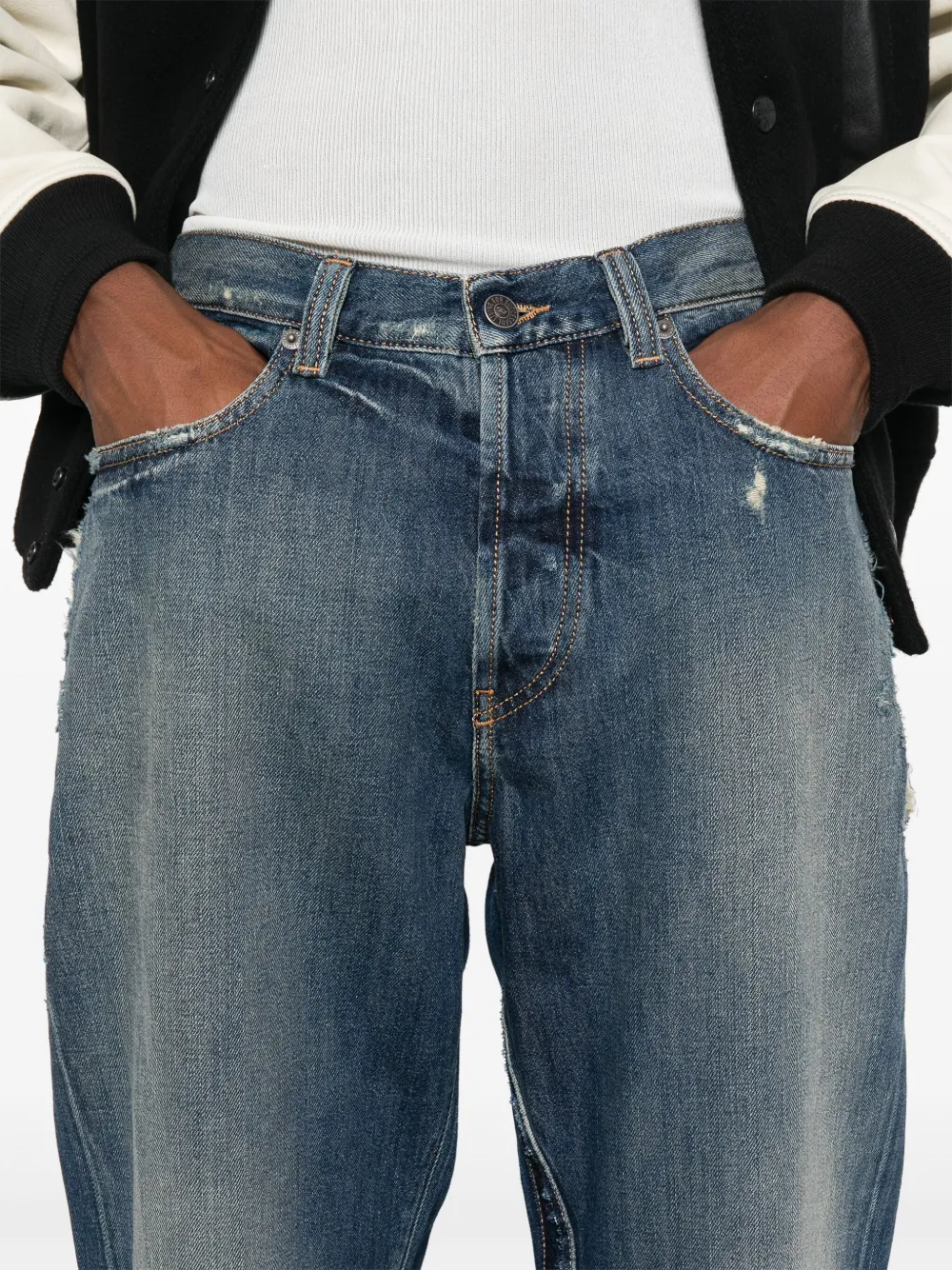 Diesel 2010 D-Macs gerafelde jeans Blauw