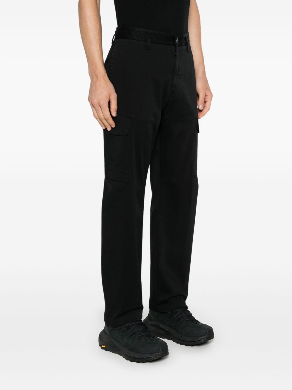 Shop Stone Island Compass-badge Trousers In Black