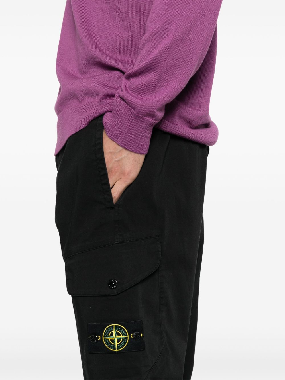 Shop Stone Island Compass-badge Trousers In Black