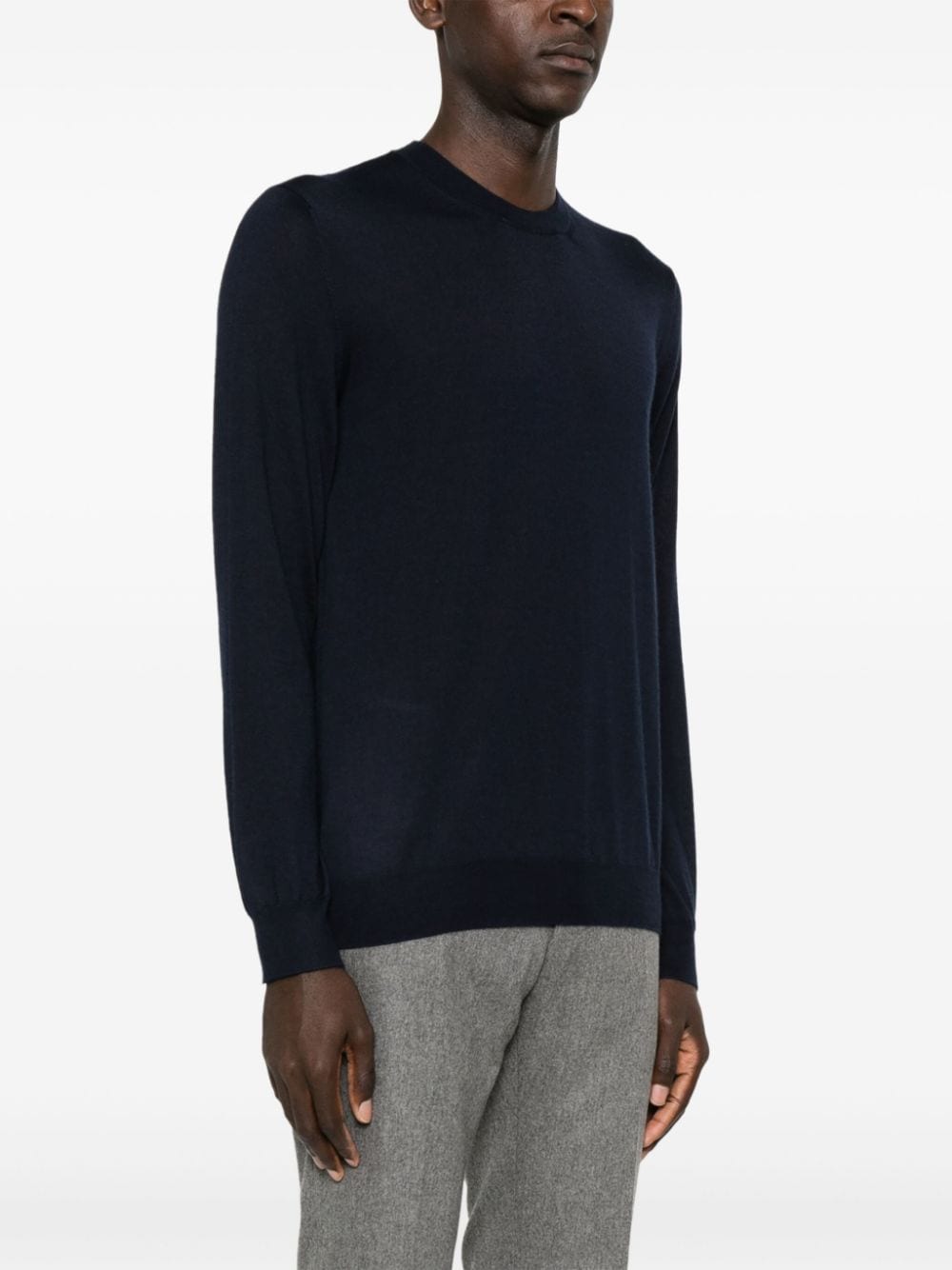 Shop Zanone Cashmere-sil Crew-neck Sweater In Blue