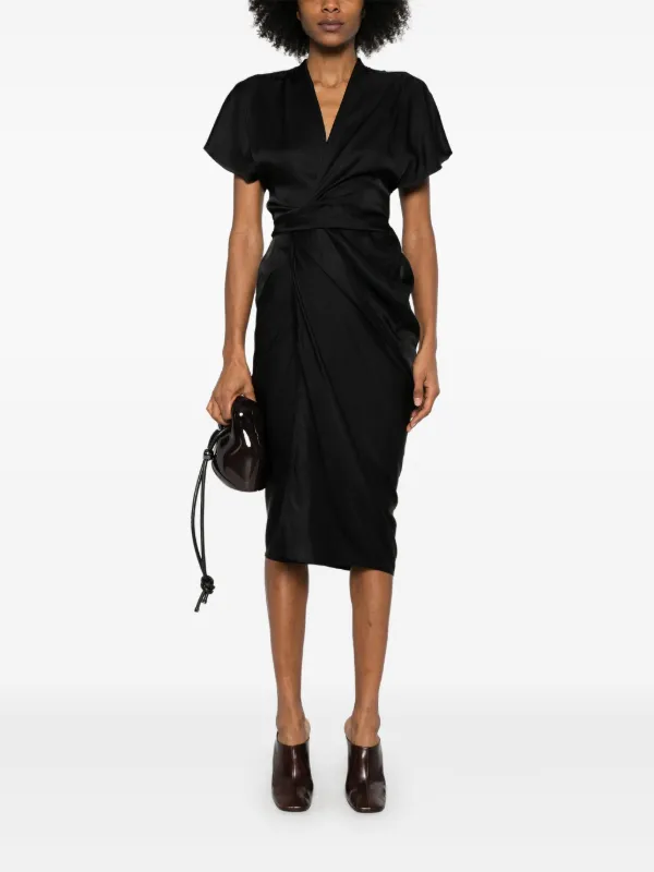 Rick Owens Wrap Midi Dress | Black | FARFETCH