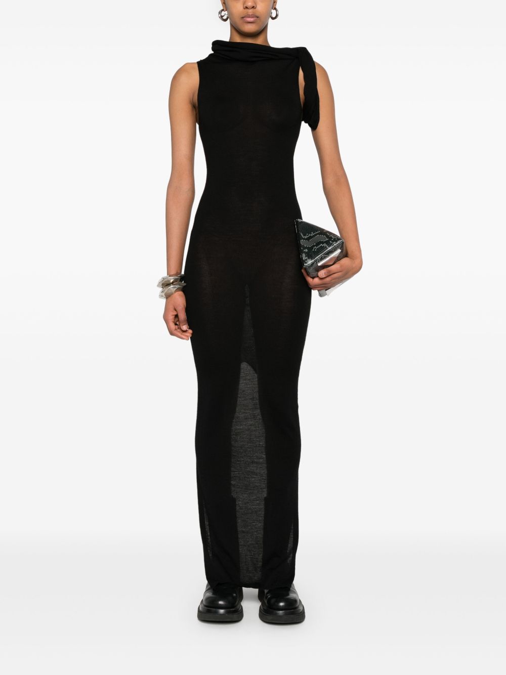 Rick Owens banded maxi dress - Zwart