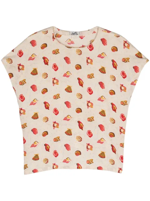 Hermès Pre-Owned top con conchas de mar estampadas 1970