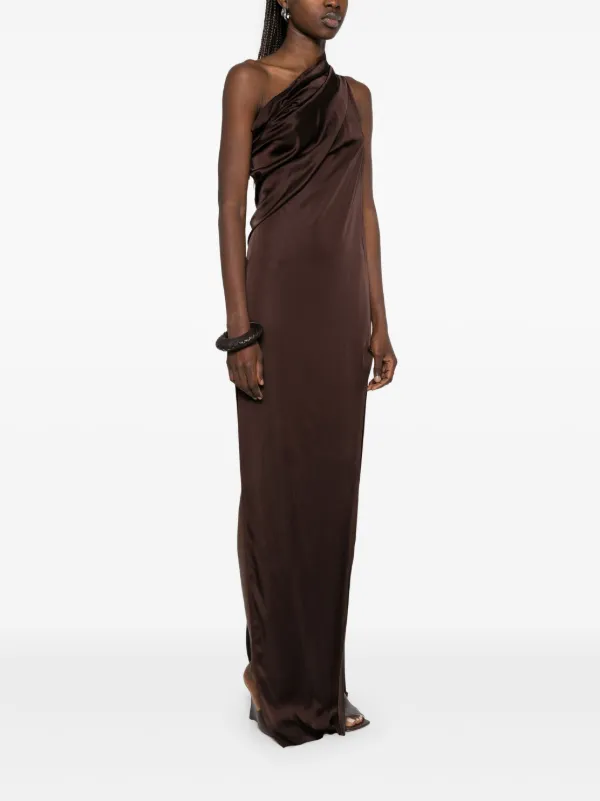 【関税＆送料込み】Rick Owens 'Athena Arrowhead' Brown Asym Brown Hollywood Athena Arrowhead Maxi Dress by Rick Owens on