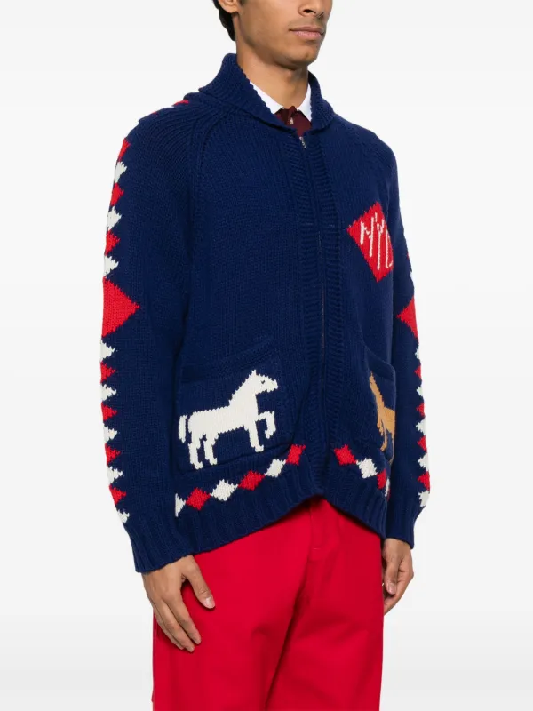 BODE Diamond Corral Cardigan | Blue | FARFETCH