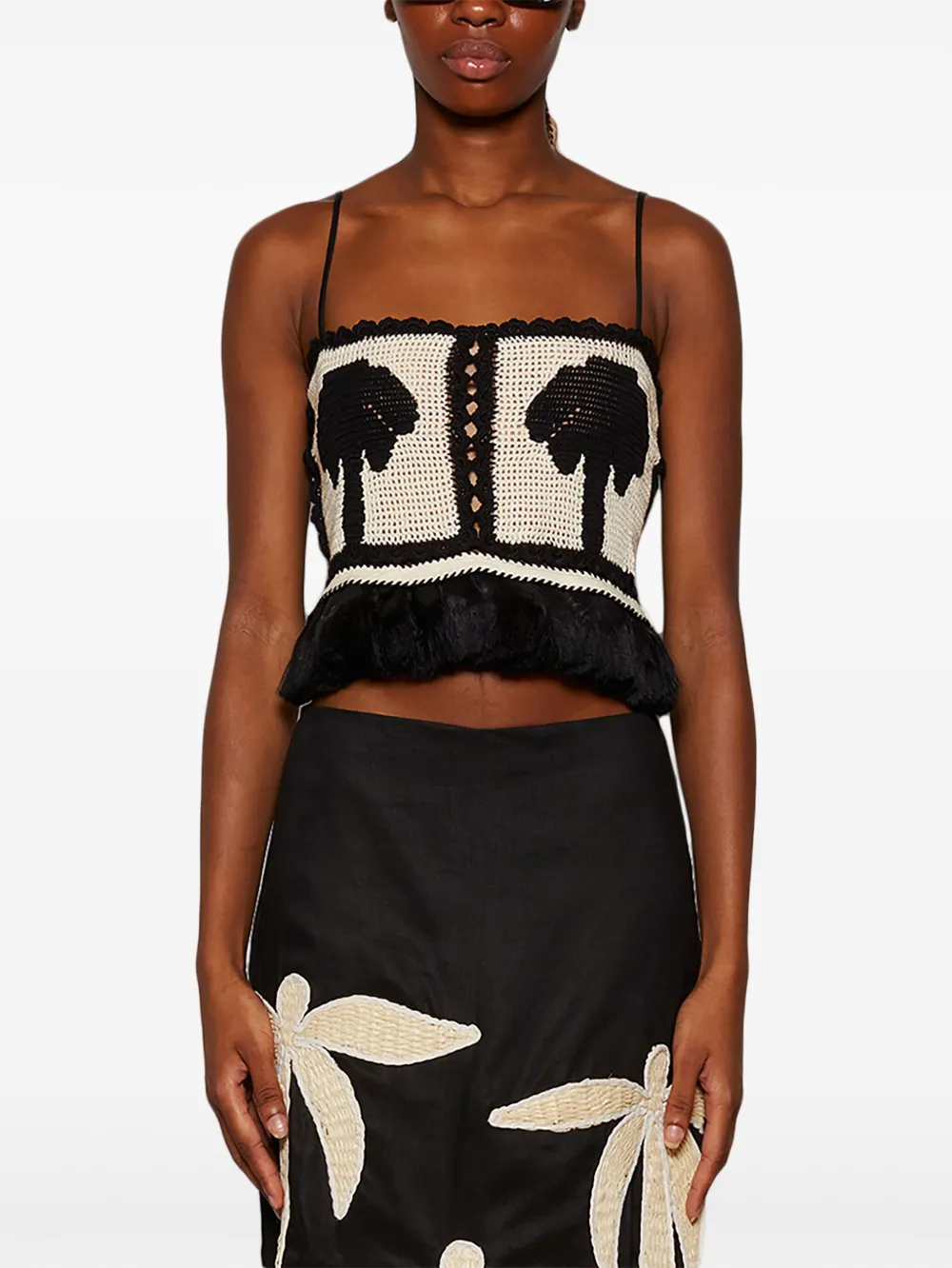Johanna Ortiz Saguaro Crop Top in Black, view 3