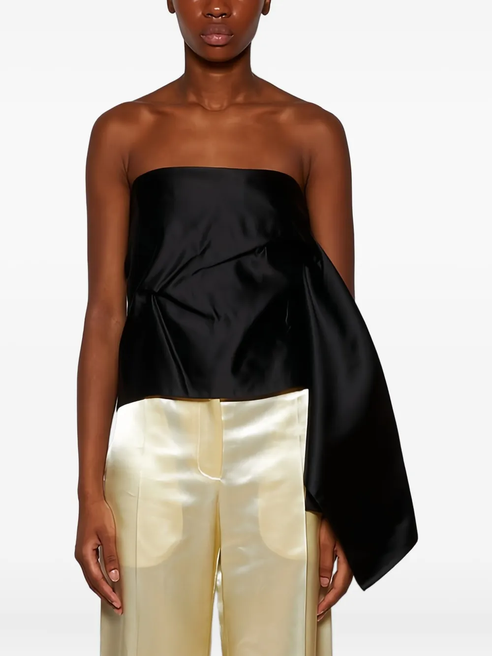 The Row Gedrapeerde asymmetrische top Zwart