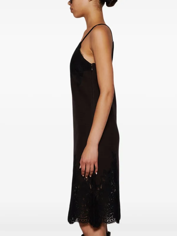Burberry lace-detailed Wool Slip Dress | Black | FARFETCH