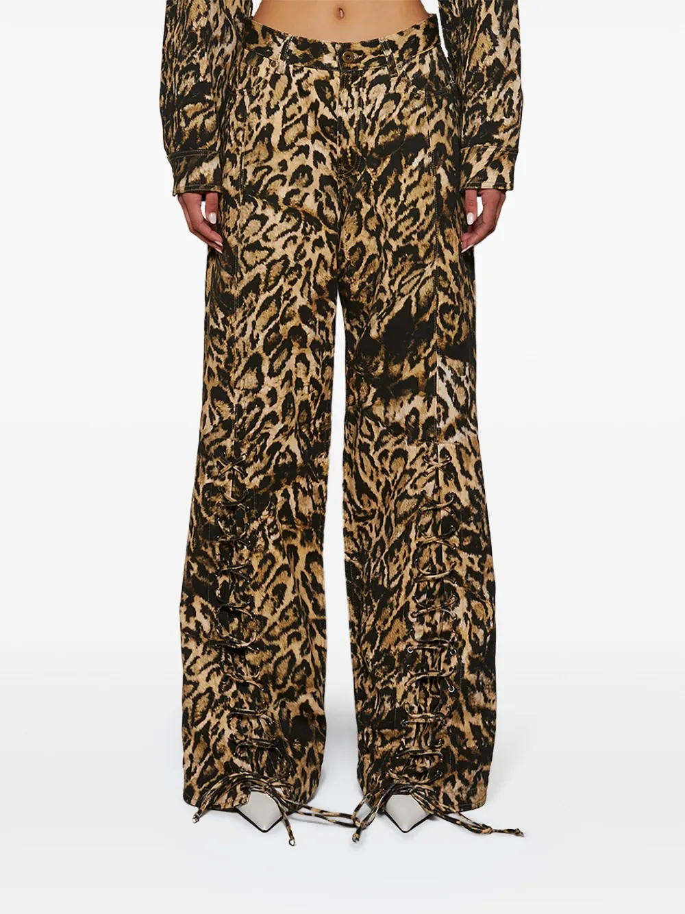 Jean Paul Gaultier Jeans met luipaardprint Bruin