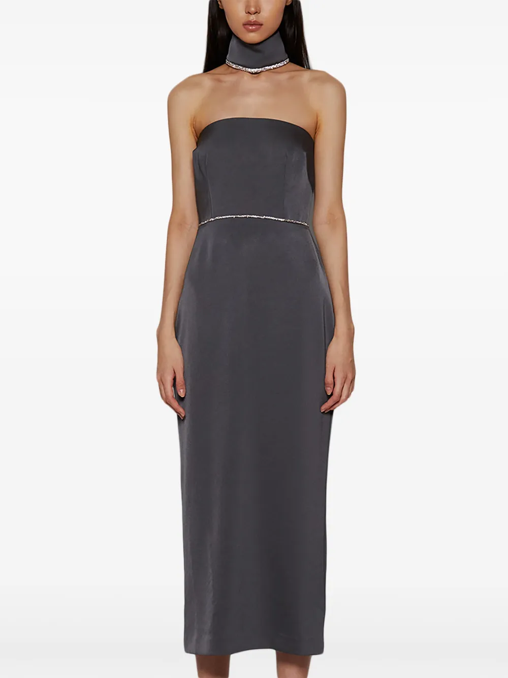 Alex Perry Strapless satijnen jurk Grijs