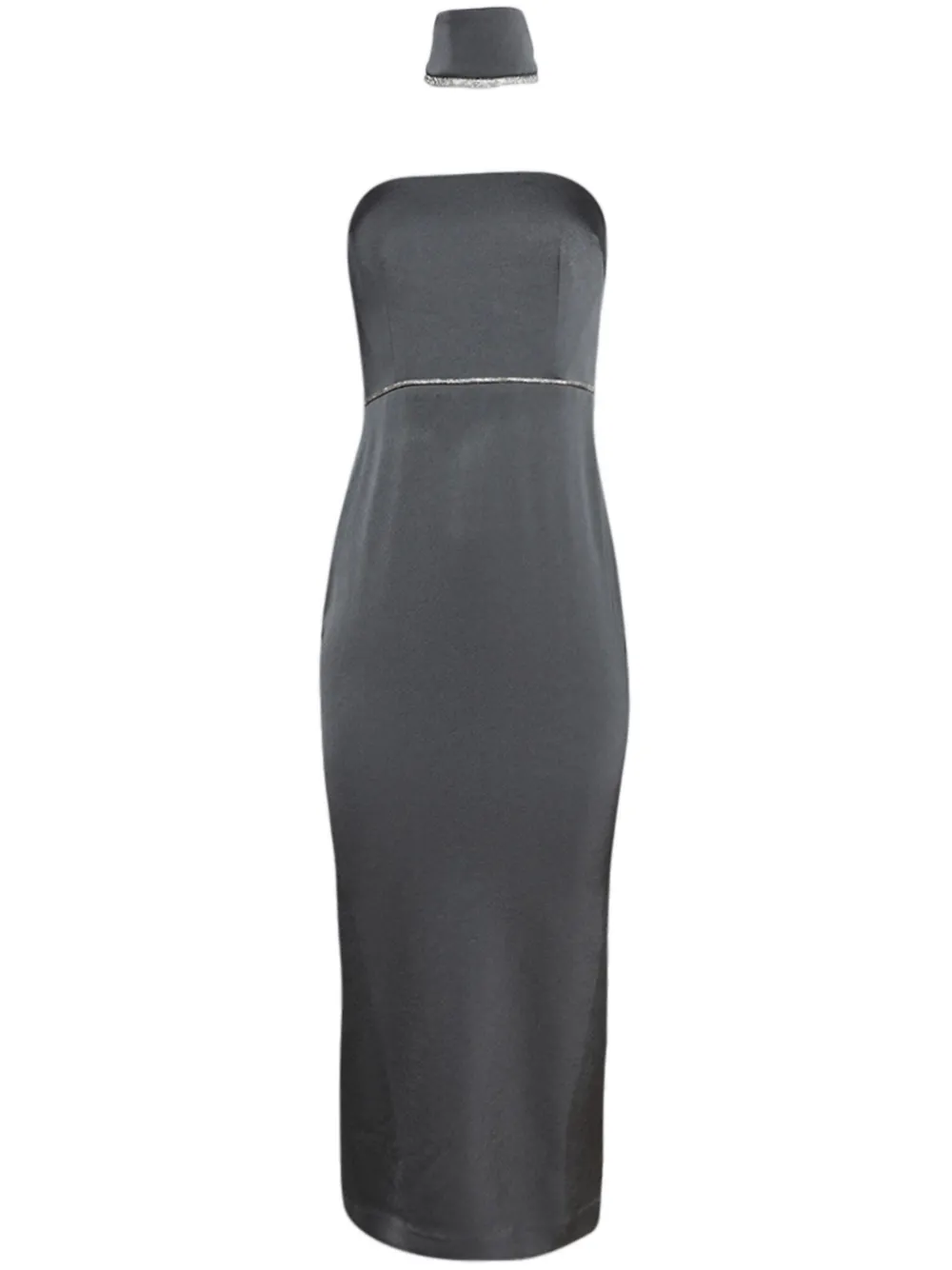 Alex Perry neck cuff strapless satin dress | Grey | Image 1