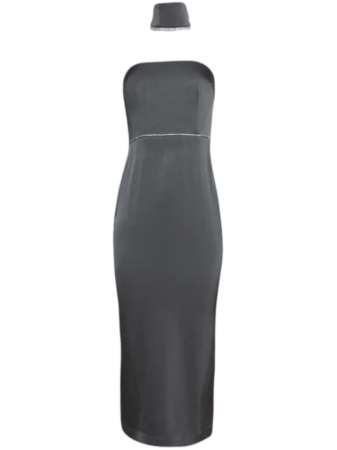 Alex Perry neck cuff strapless satin dress