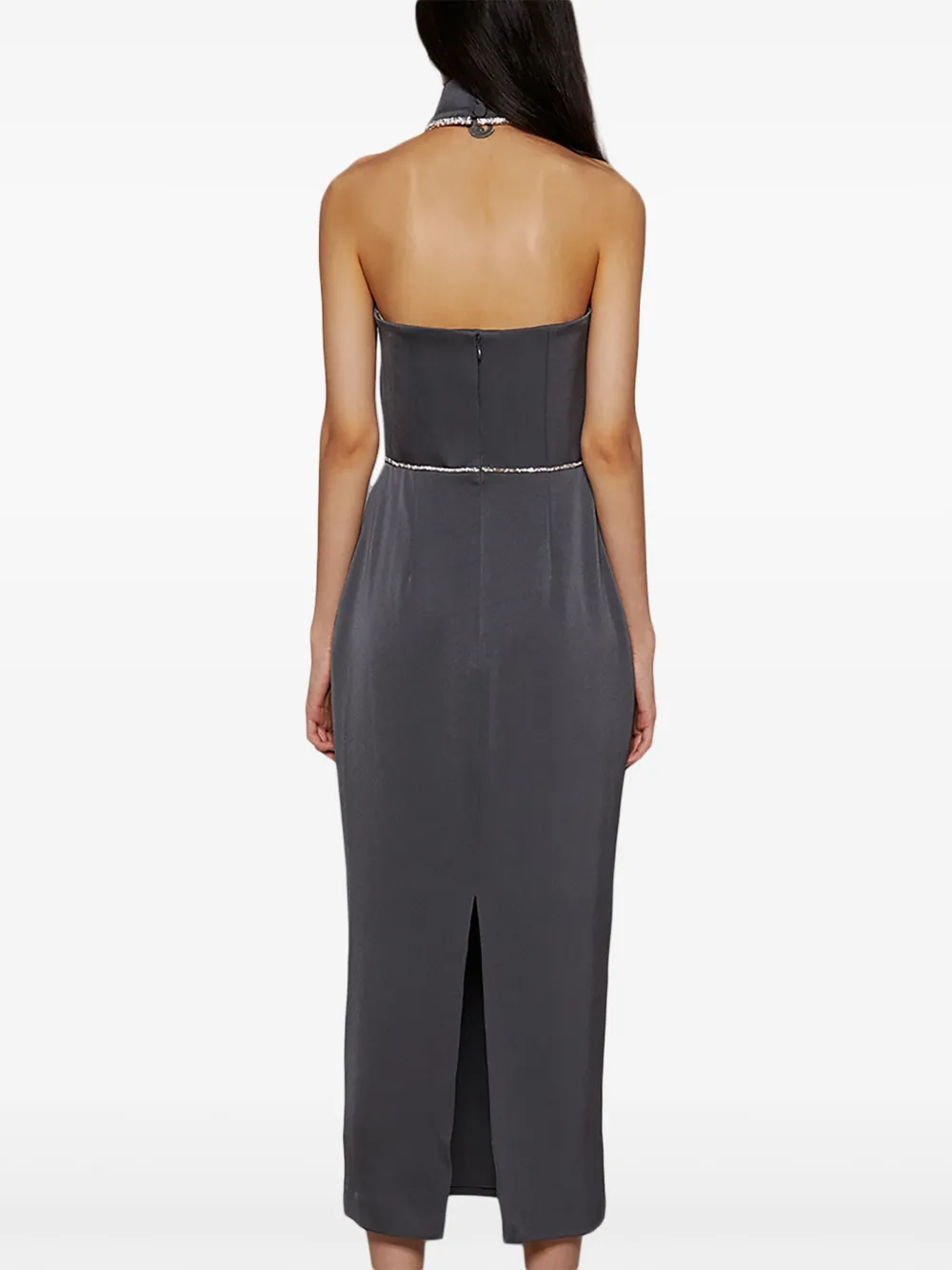 Alex Perry Strapless satijnen jurk Grijs