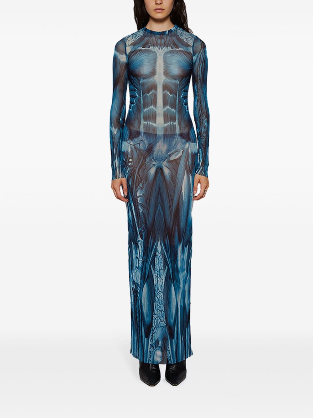 Shop Jean Paul Gaultier Écorché-print Dress In Blue