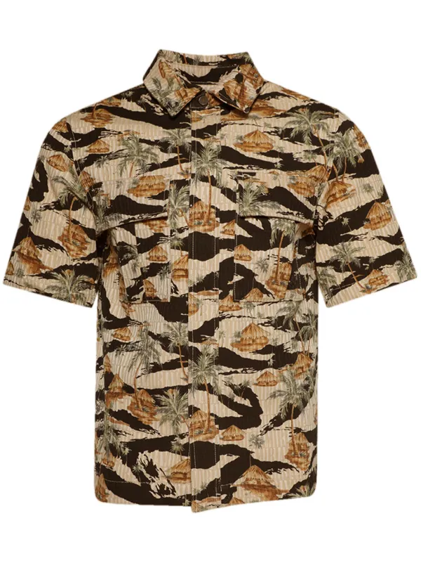 AMIRI Repeat Palm Camp シャツ | ブラウン | FARFETCH JP