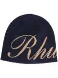 RHUDE Script knitted beanie - Blue