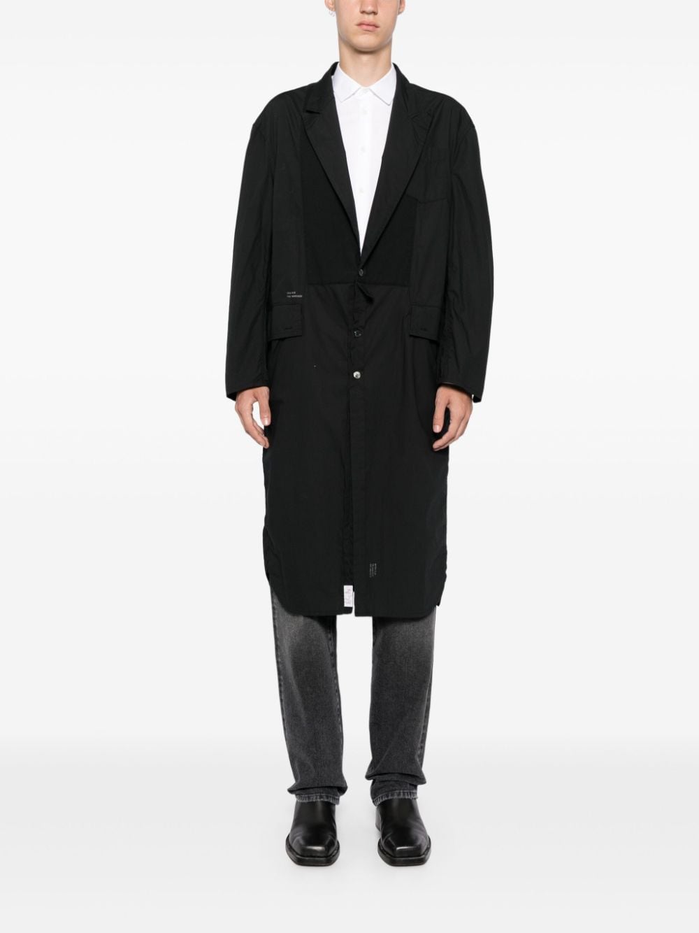 Shop Undercover Single-breasted Cotton Coat In Black