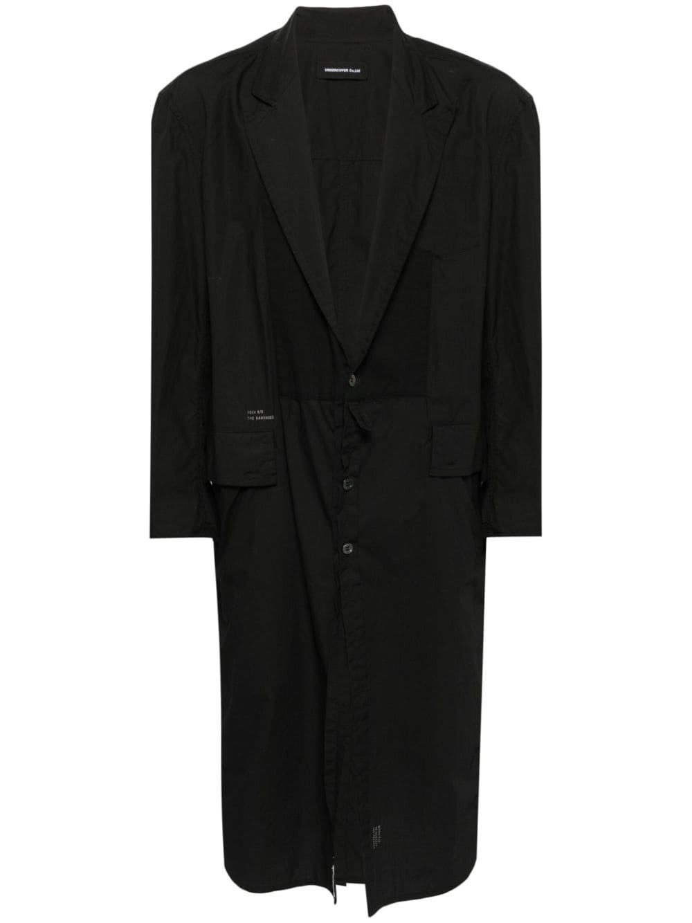 Shop Undercover Single-breasted Cotton Coat In Black