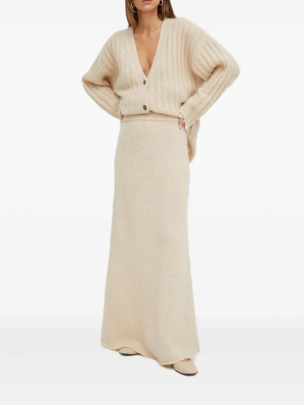 Herskind Ribbed-knit Maxi Skirt In Neutral