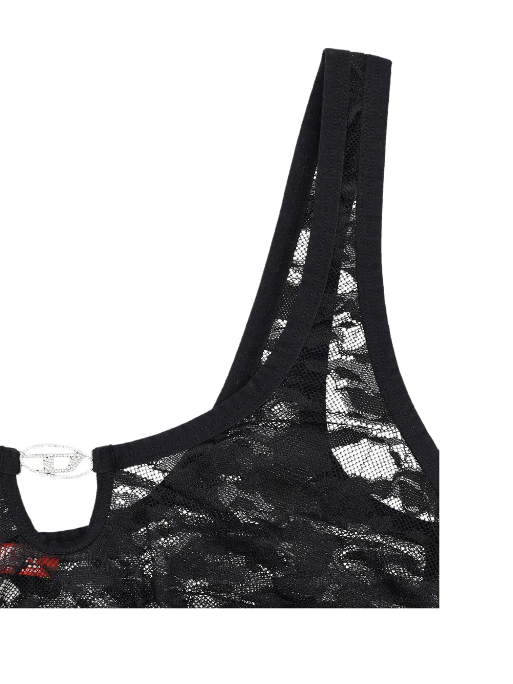 Diesel Kanten bralette met logoplakkaat Zwart