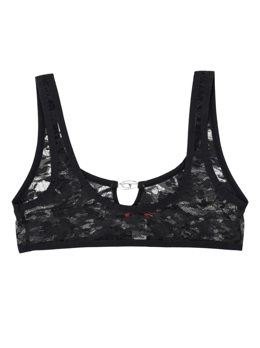 Diesel logo-plaque lace bralette - Zwart