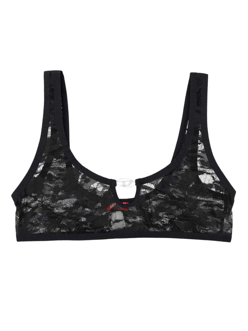 Diesel Kanten bralette met logoplakkaat Zwart