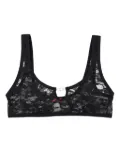 Diesel logo-plaque lace bralette - Black