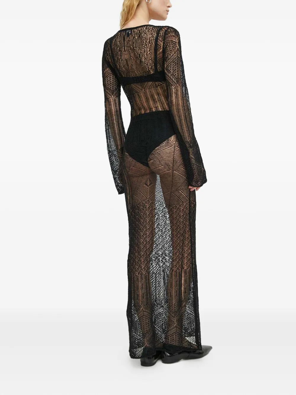 HERSKIND Maxi-jurk met lange mouwen en uitgesneden details - Zwart