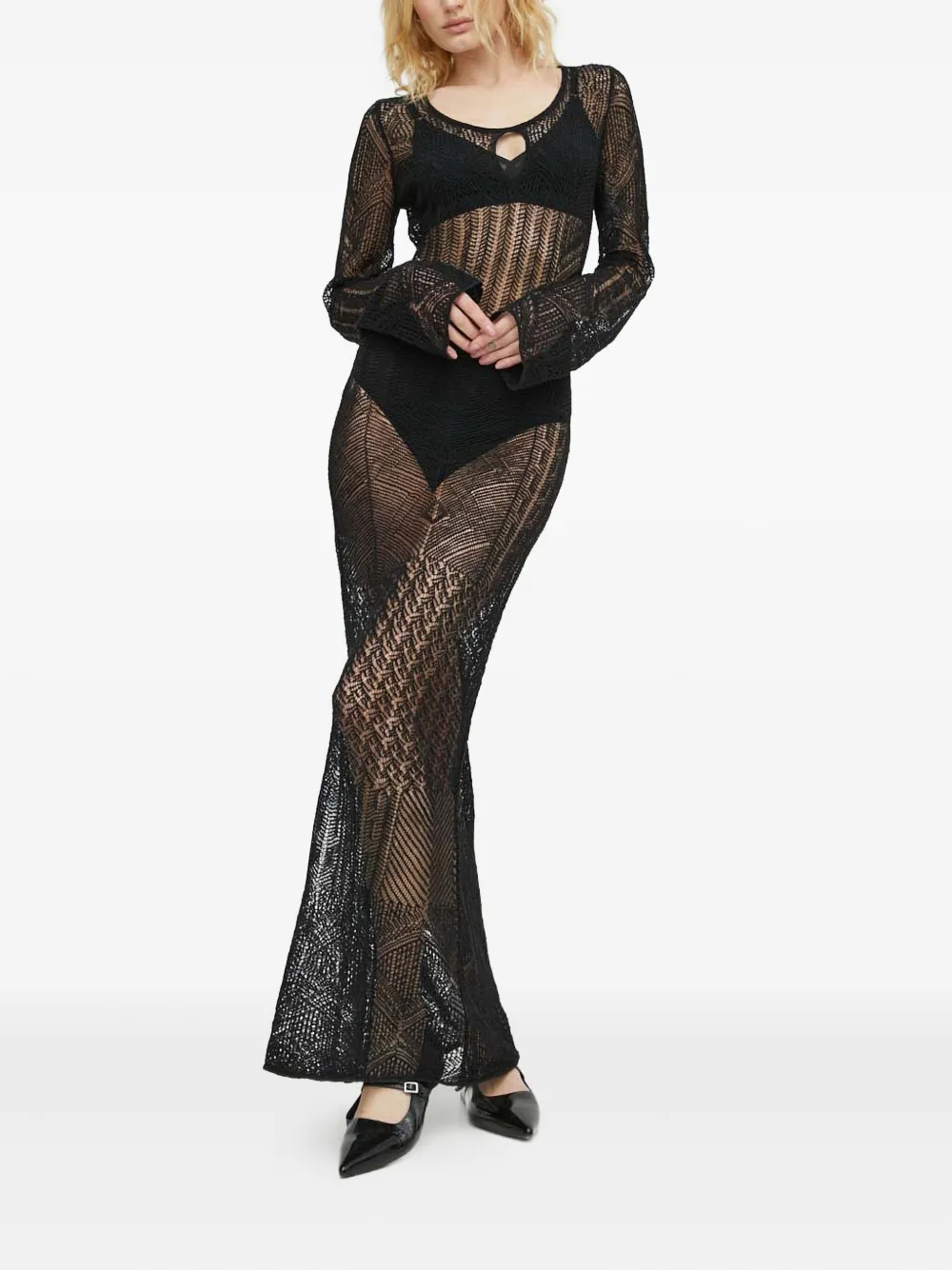 Herskind Cutout Long-sleeve Maxi Dress In Black