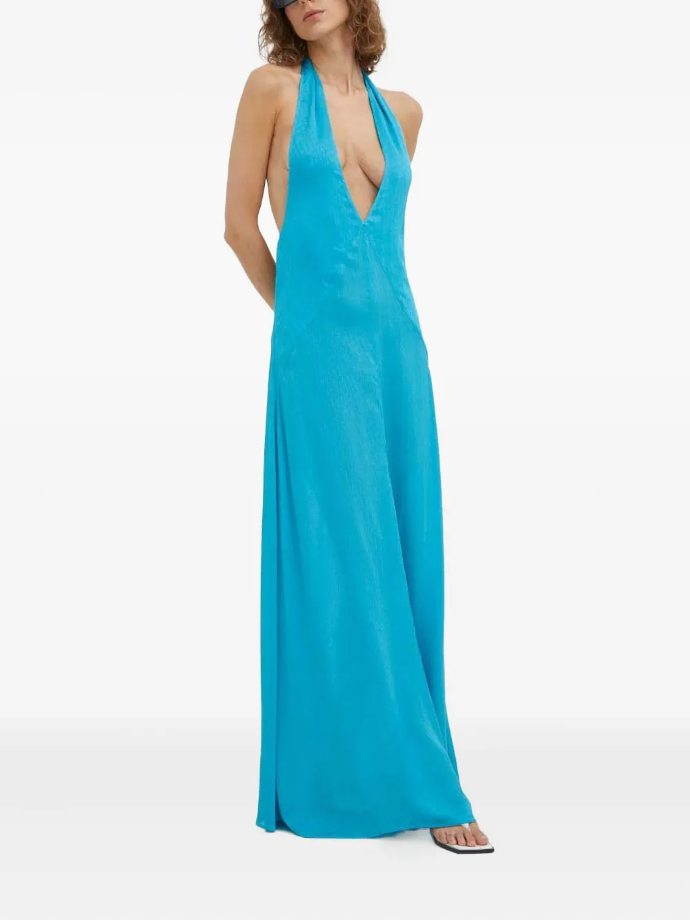 Herskind Halter-neck Backless Maxi Dress In Blue