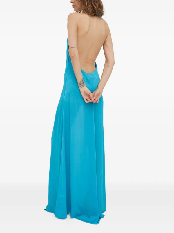 navy blue dress for baby girl HERSKIND halter-neck Backless Maxi Dress | Blue