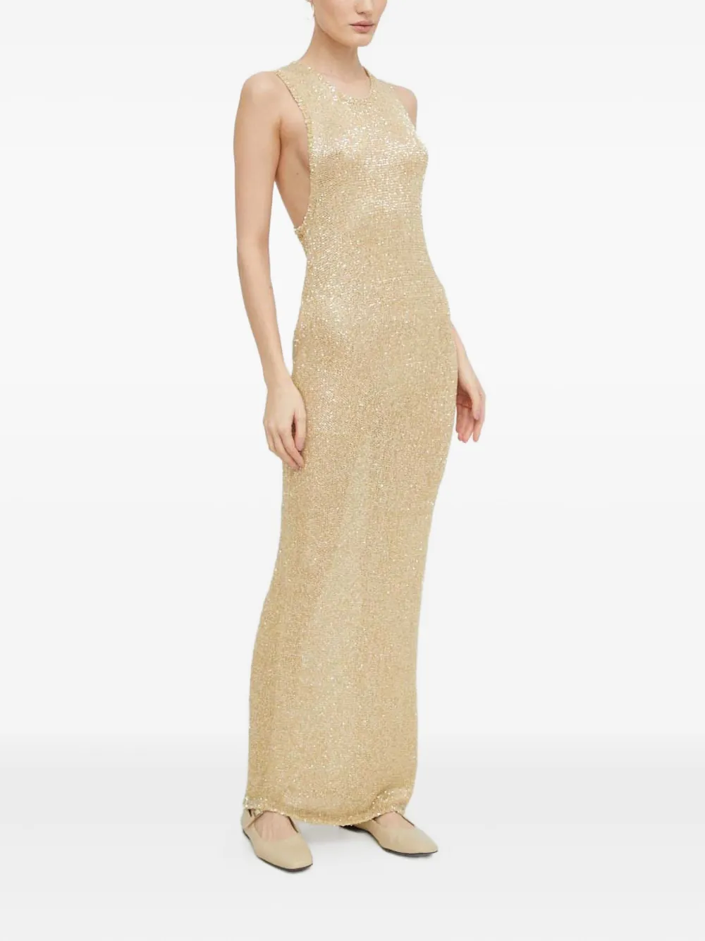 Herskind Twisted-back Maxi Dress In Gold