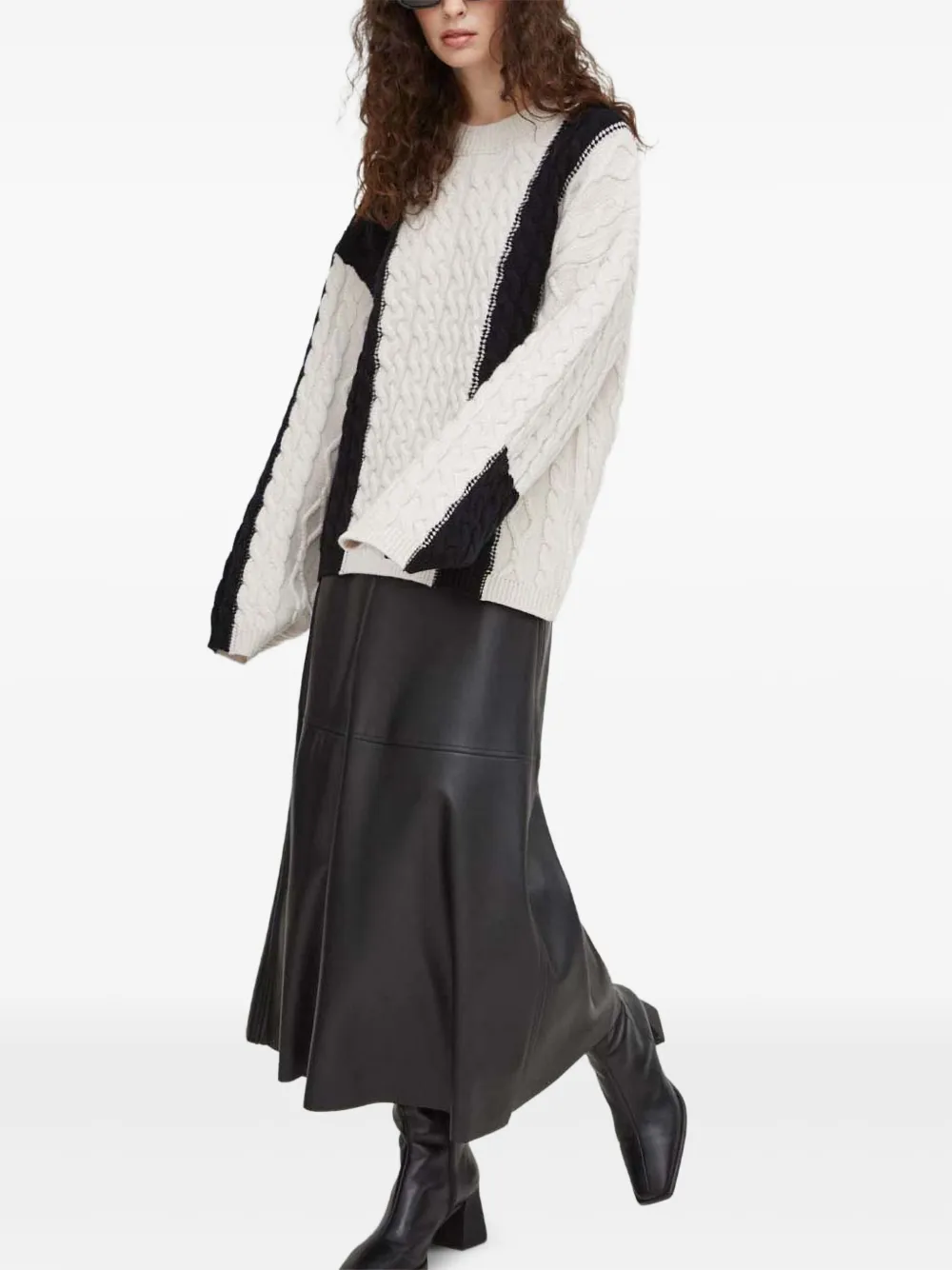 Herskind Cable Knit Panelled Sweater In Neutral