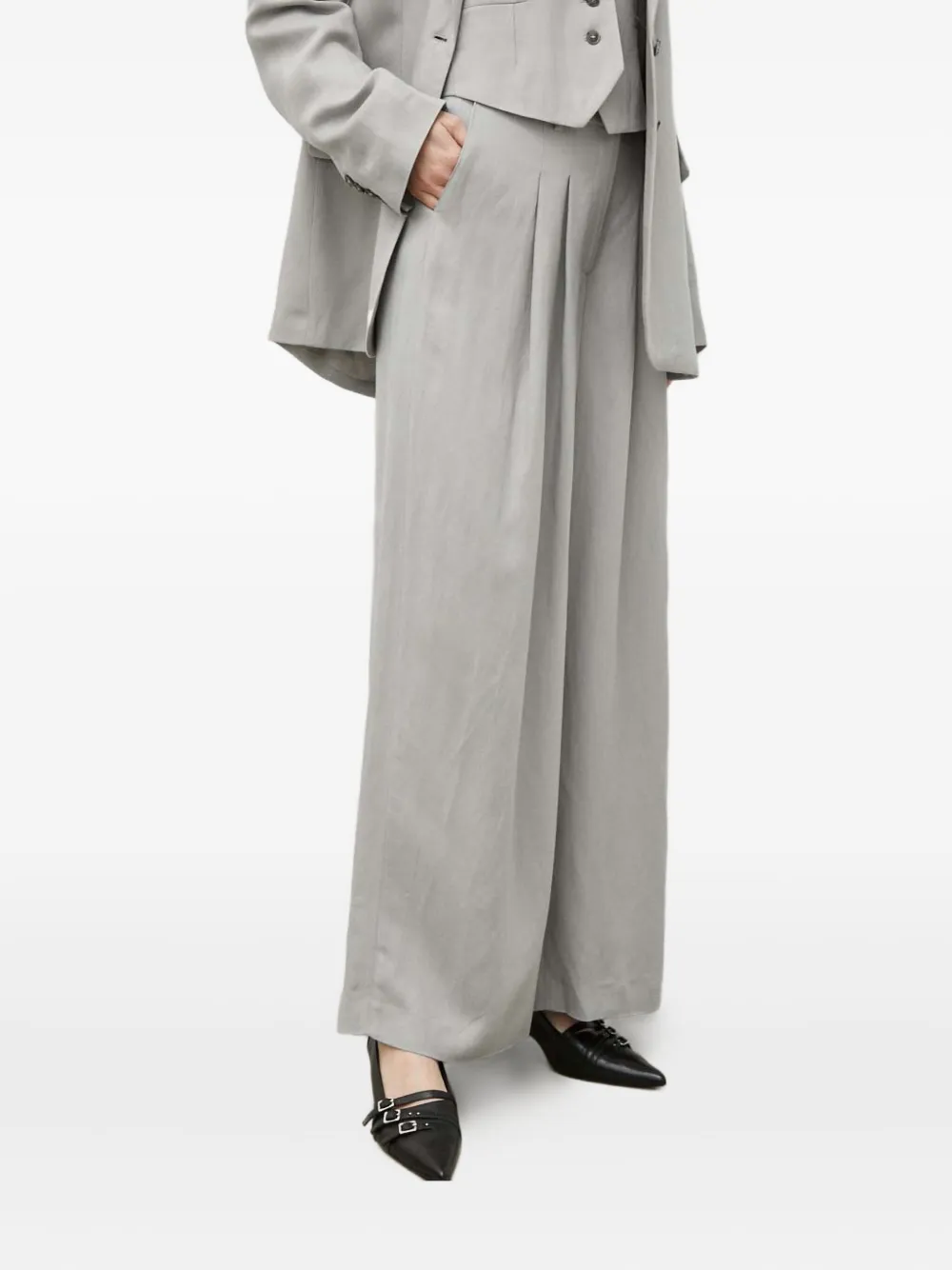 Herskind Pleated Palazzo Pants In Gray