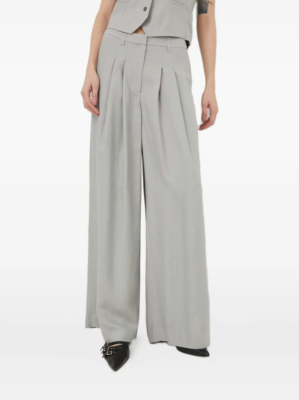 Herskind Pleated Palazzo Pants In Gray